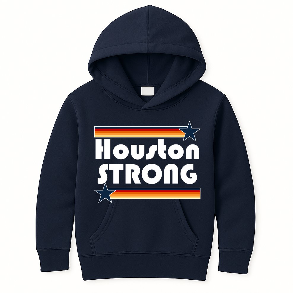 Houston Strong Baseball Star Logo Kids Hoodie