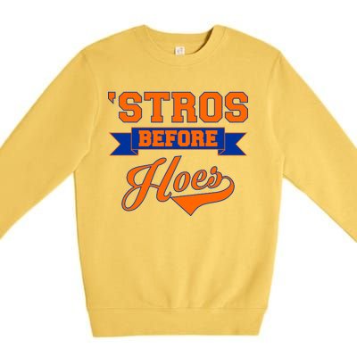 Houston 'Stros Before Hoes Baseball Script Premium Crewneck Sweatshirt