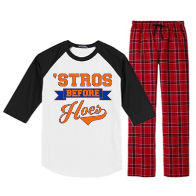 Houston 'Stros Before Hoes Baseball Script Raglan Sleeve Pajama Set