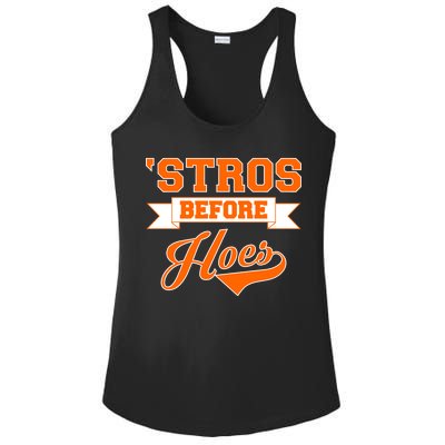 Houston 'Stros Before Hoes Baseball Script Ladies PosiCharge Competitor Racerback Tank