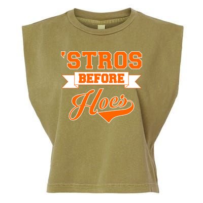 Houston 'Stros Before Hoes Baseball Script Garment-Dyed Women's Muscle Tee