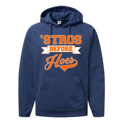 Houston 'Stros Before Hoes Baseball Script Performance Fleece Hoodie