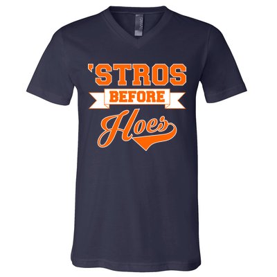 Houston 'Stros Before Hoes Baseball Script V-Neck T-Shirt