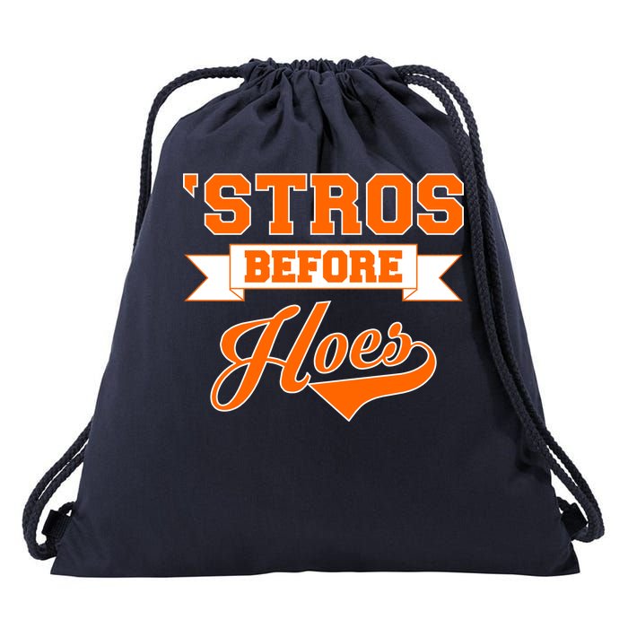 Houston 'Stros Before Hoes Baseball Script Drawstring Bag