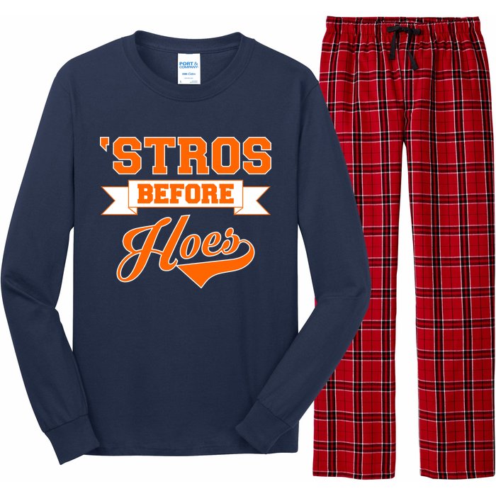 Houston 'Stros Before Hoes Baseball Script Long Sleeve Pajama Set