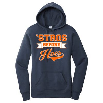 Houston 'Stros Before Hoes Baseball Script Women's Pullover Hoodie