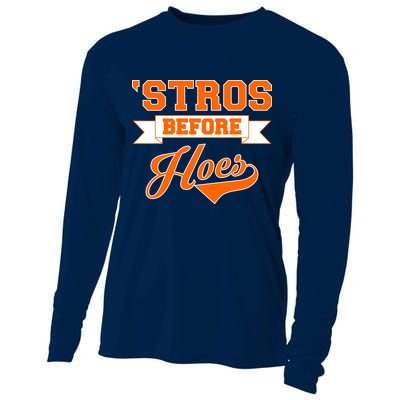 Houston 'Stros Before Hoes Baseball Script Cooling Performance Long Sleeve Crew