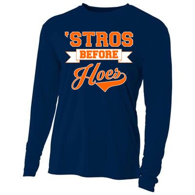 Houston 'Stros Before Hoes Baseball Script Cooling Performance Long Sleeve Crew