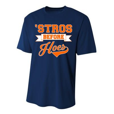 Houston 'Stros Before Hoes Baseball Script Performance Sprint T-Shirt