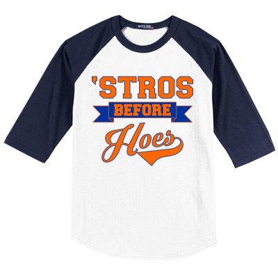 Houston 'Stros Before Hoes Baseball Script Baseball Sleeve Shirt