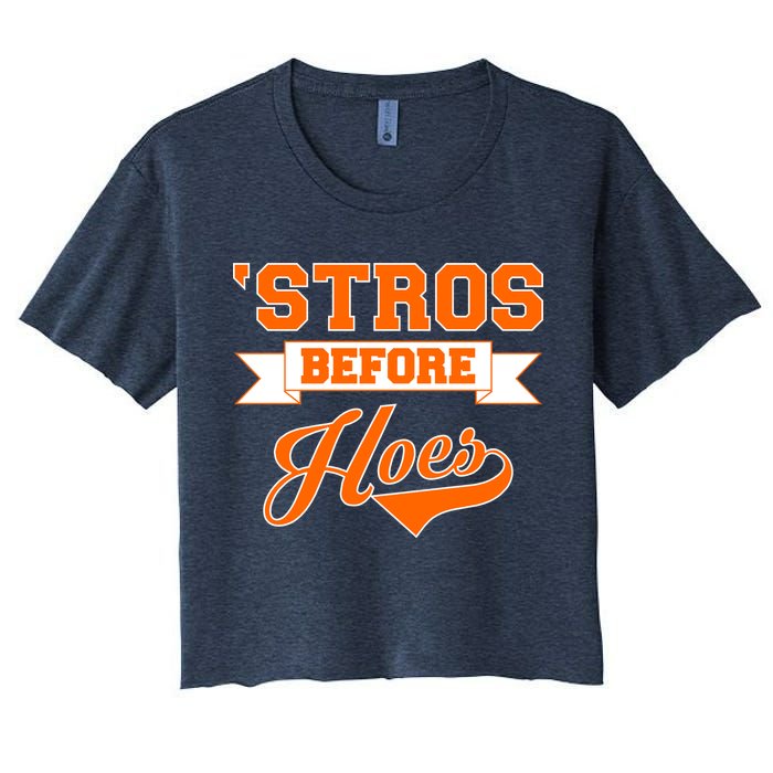 Houston 'Stros Before Hoes Baseball Script Crop Top