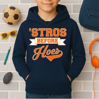 Houston 'Stros Before Hoes Baseball Script Kids Hoodie