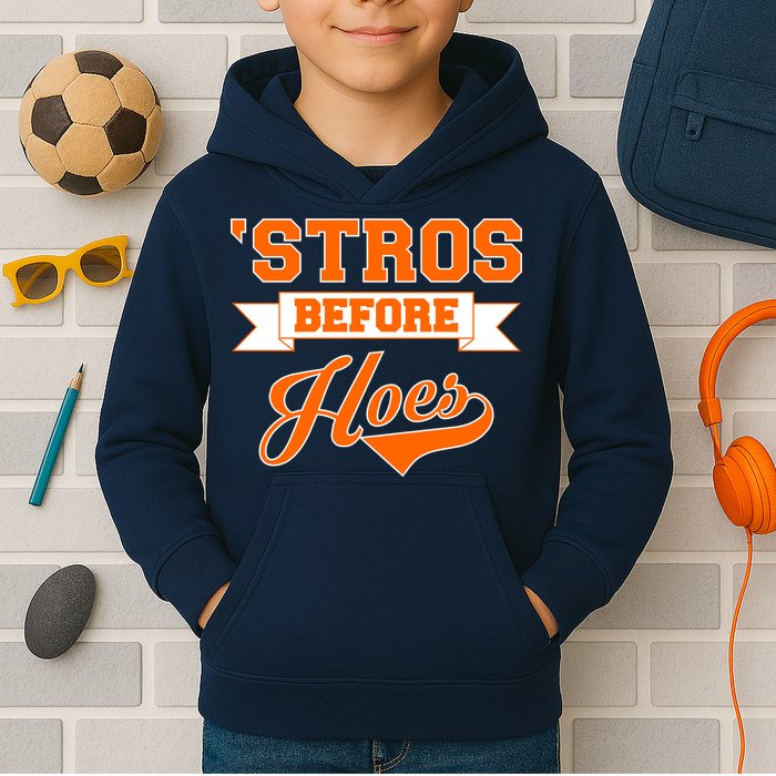 Houston 'Stros Before Hoes Baseball Script Kids Hoodie
