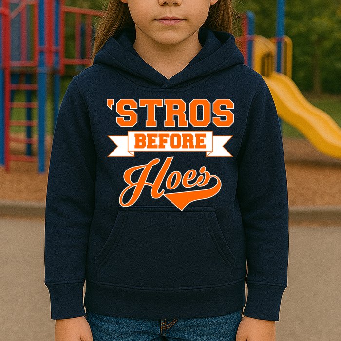 Houston 'Stros Before Hoes Baseball Script Kids Hoodie