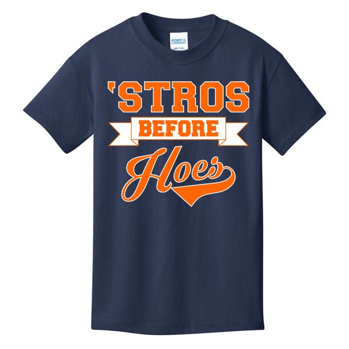 Houston 'Stros Before Hoes Baseball Script Kids T-Shirt
