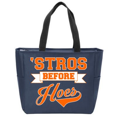 Houston 'Stros Before Hoes Baseball Script Zip Tote Bag