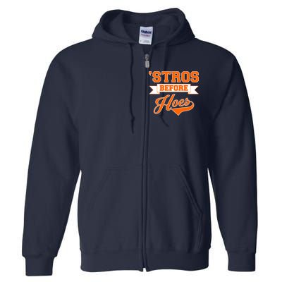 Houston 'Stros Before Hoes Baseball Script Full Zip Hoodie