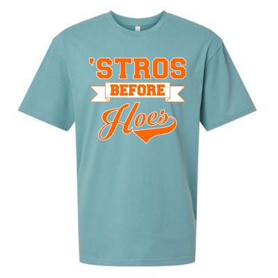 Houston 'Stros Before Hoes Baseball Script Sueded Cloud Jersey T-Shirt