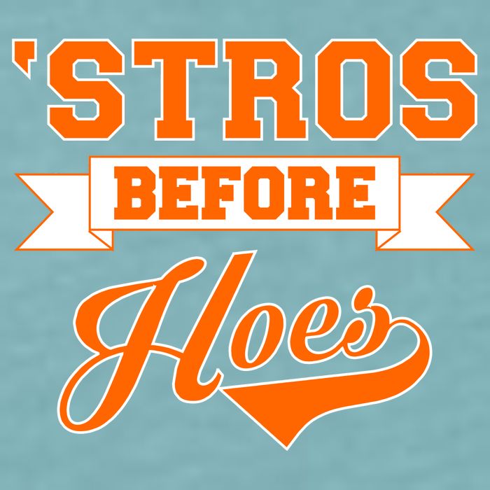 Houston 'Stros Before Hoes Baseball Script Sueded Cloud Jersey T-Shirt