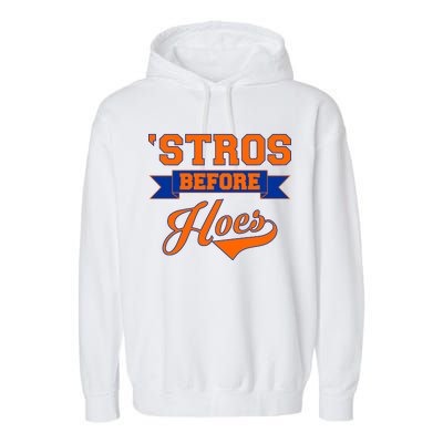 Houston 'Stros Before Hoes Baseball Script Garment-Dyed Fleece Hoodie