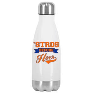 Houston 'Stros Before Hoes Baseball Script Stainless Steel Insulated Water Bottle