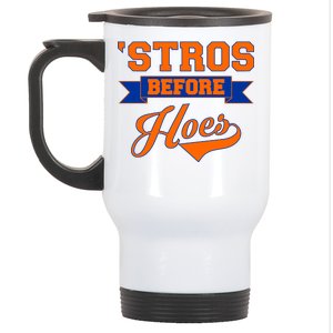 Houston 'Stros Before Hoes Baseball Script Stainless Steel Travel Mug