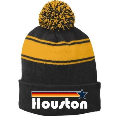 Houston Texas Baseball Colors Logo Stripe Pom Pom Beanie