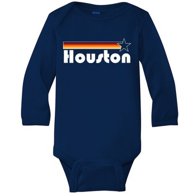 Houston Texas Baseball Colors Logo Baby Long Sleeve Bodysuit