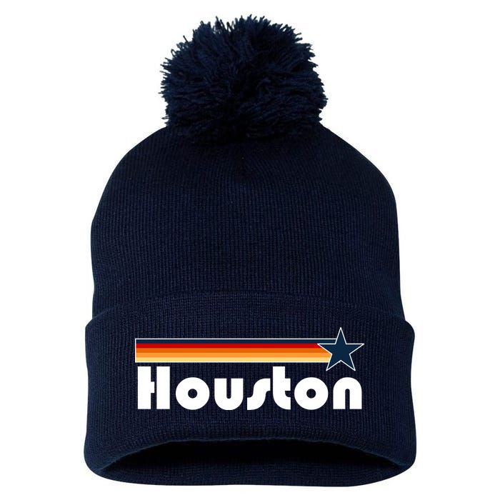 Houston Texas Baseball Colors Logo Pom Pom 12in Knit Beanie