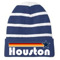 Houston Texas Baseball Colors Logo Striped Beanie with Solid Band