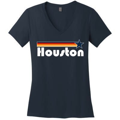 Houston Texas Baseball Colors Logo Women's V-Neck T-Shirt