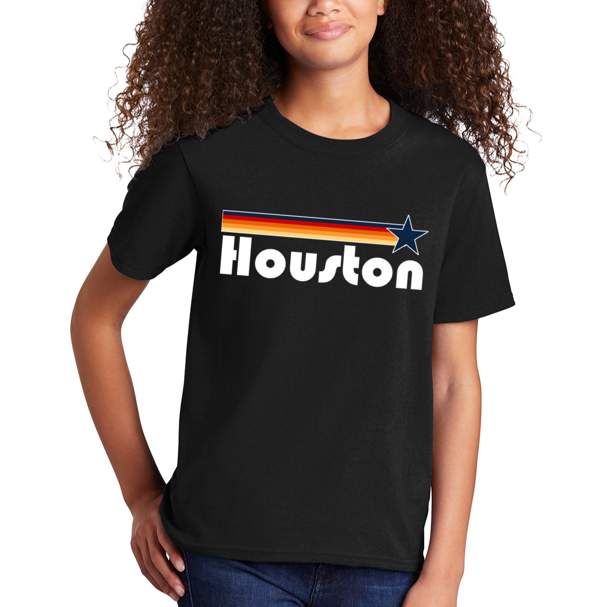 Houston Texas Baseball Colors Logo Kids T-Shirt
