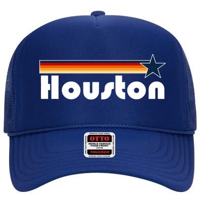 Houston Texas Baseball Colors Logo High Crown Mesh Back Trucker Hat