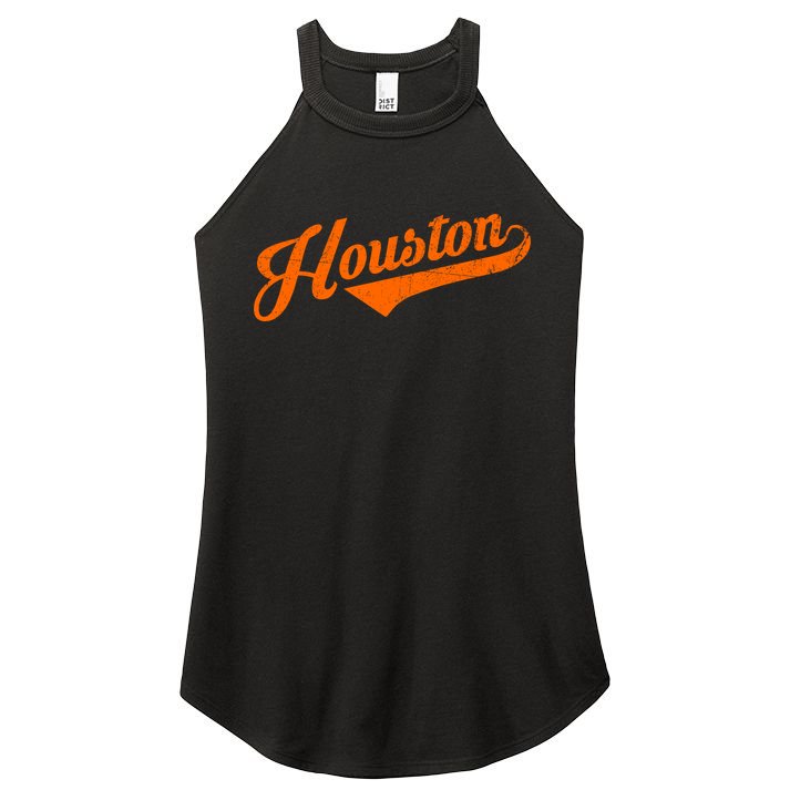 Houston, Texas City Vintage Baseball Script Women's Perfect Tri Rocker Tank