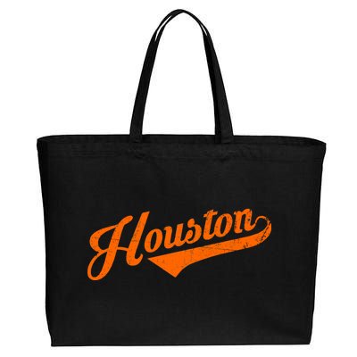 Houston, Texas City Vintage Baseball Script Cotton Canvas Jumbo Tote