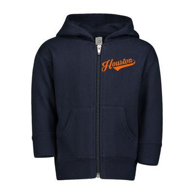 Houston, Texas City Vintage Baseball Script Toddler Zip Fleece Hoodie