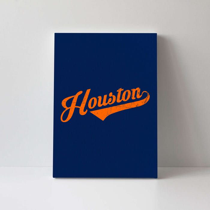 Houston, Texas City Vintage Baseball Script Canvas