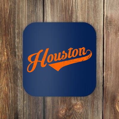 Houston, Texas City Vintage Baseball Script Coaster