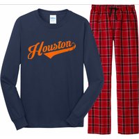 Houston, Texas City Vintage Baseball Script Long Sleeve Pajama Set