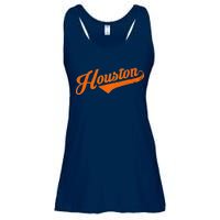 Houston, Texas City Vintage Baseball Script Ladies Essential Flowy Tank