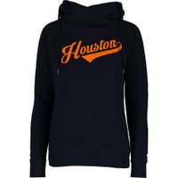 Houston, Texas City Vintage Baseball Script Womens Funnel Neck Pullover Hood