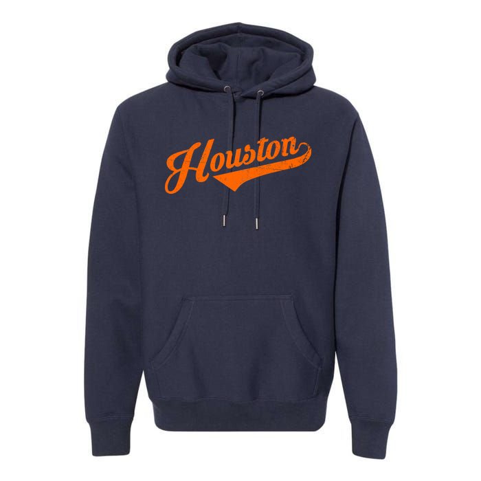 Houston, Texas City Vintage Baseball Script Premium Hoodie