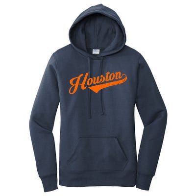 Houston, Texas City Vintage Baseball Script Women's Pullover Hoodie