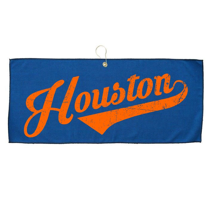 Houston, Texas City Vintage Baseball Script Large Microfiber Waffle Golf Towel