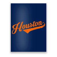 Houston, Texas City Vintage Baseball Script Poster