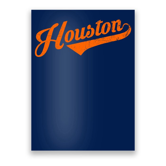 Houston, Texas City Vintage Baseball Script Poster