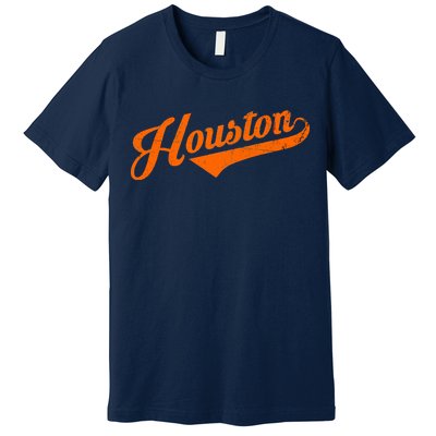 Houston, Texas City Vintage Baseball Script Premium T-Shirt