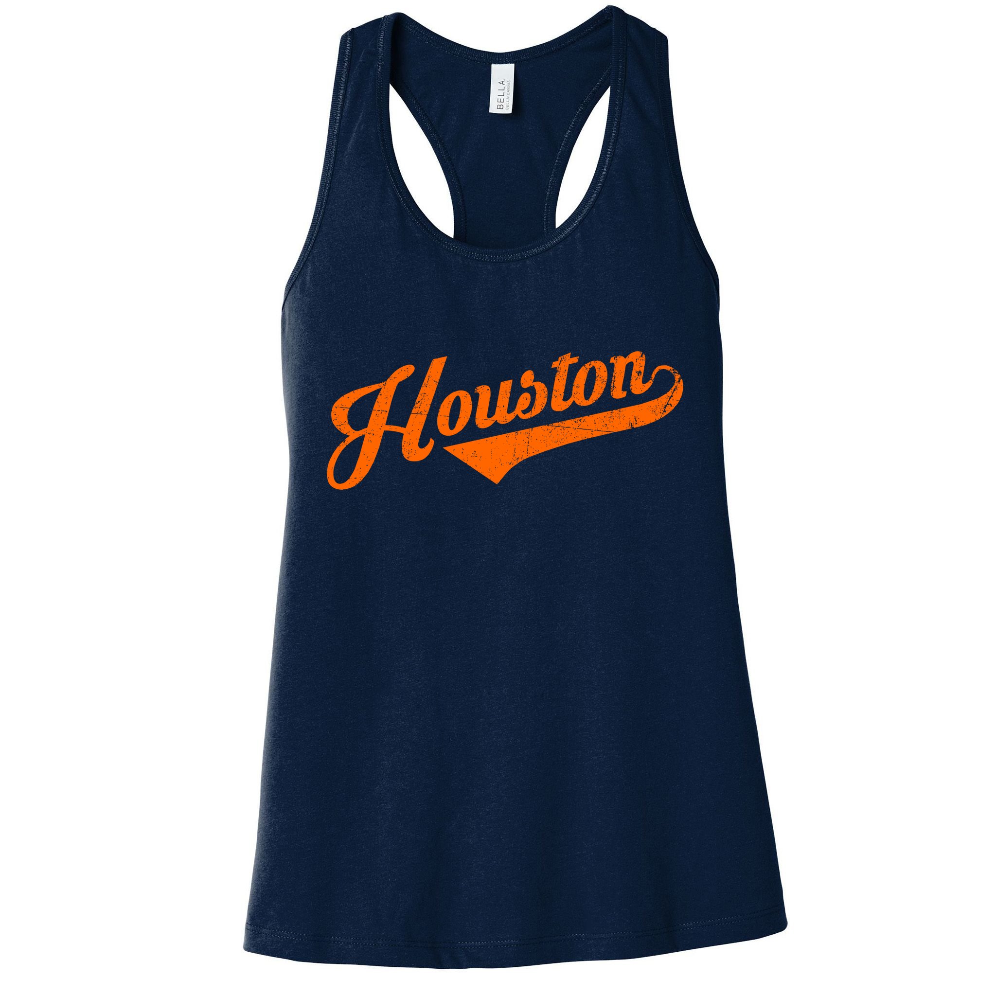 Houston, Texas City Vintage Baseball Script Womens Tank Top