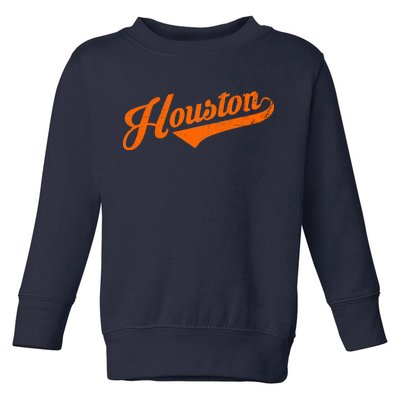 Houston, Texas City Vintage Baseball Script Toddler Sweatshirt