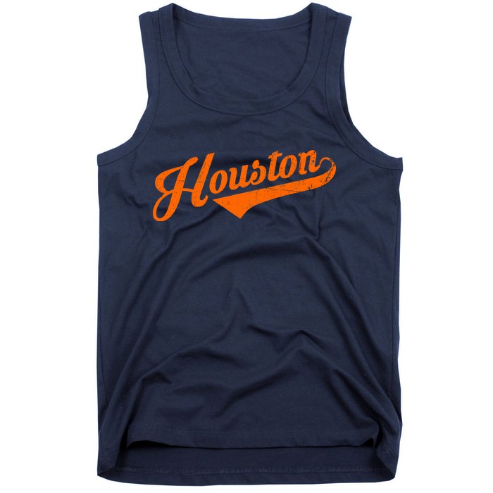 Houston, Texas City Vintage Baseball Script Tank Top